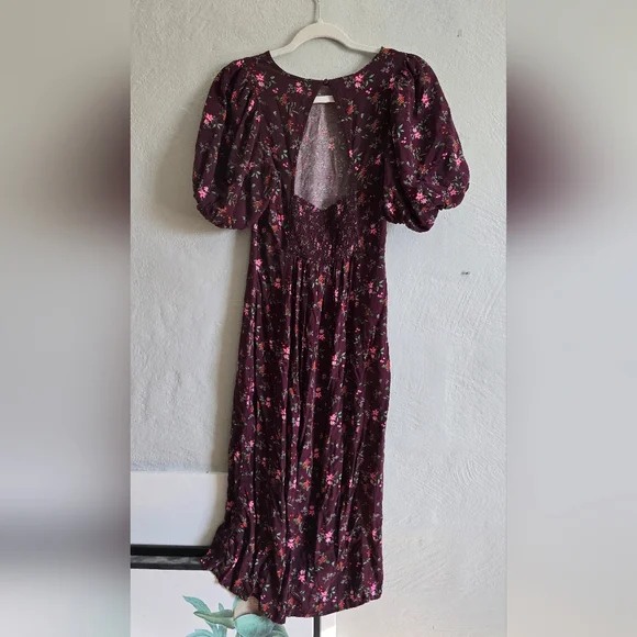 Old Navy Burgundy Floral Long Sleeve Dress - Picture 2 of 3